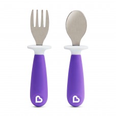 Conjunto de colher e garfo em inox Munchkin - Roxo